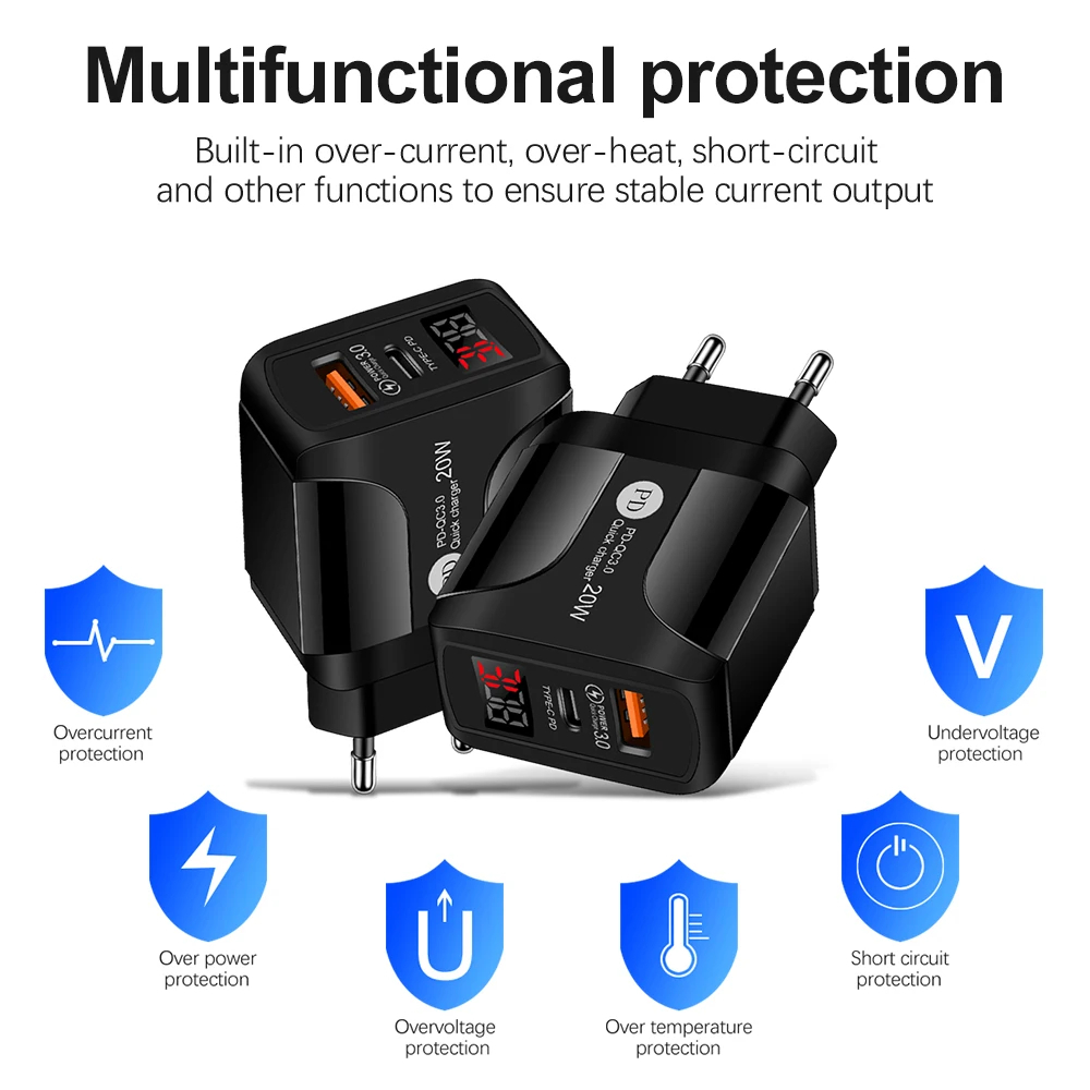 FLOVEME PD 20W + QC 3.0 شاحن سريع