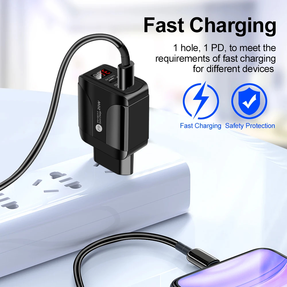 FLOVEME PD 20W + QC 3.0 شاحن سريع