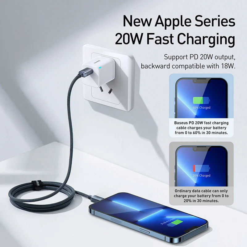  Baseus USB-C إلى Lightning كابل شحن سريع PD 20W