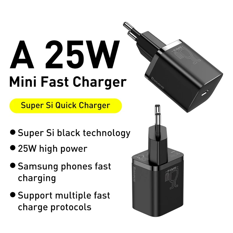  Baseus USB-C شاحن 25 واط بتقنية PD للشحن السريع