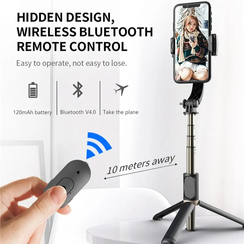 مثبت الفيديو المحمول بلوتوث عصا سيلفي ترايبود Gimbal